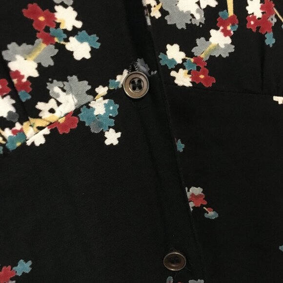 Whimsical Black Crochet Button Down Rayon A-Line Dress - Picture 9 of 16